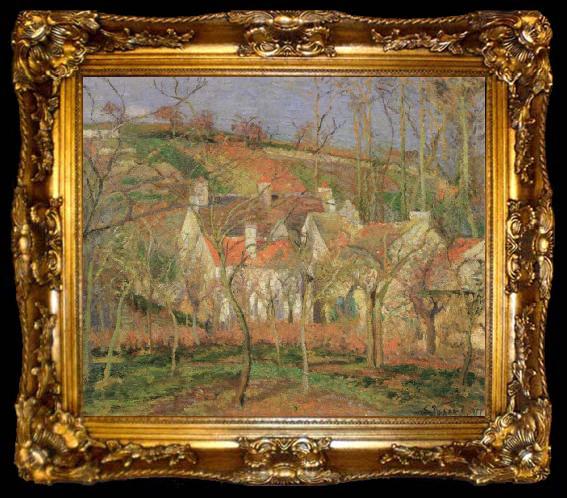 framed  Camille Pissarro the red roofs, ta009-2